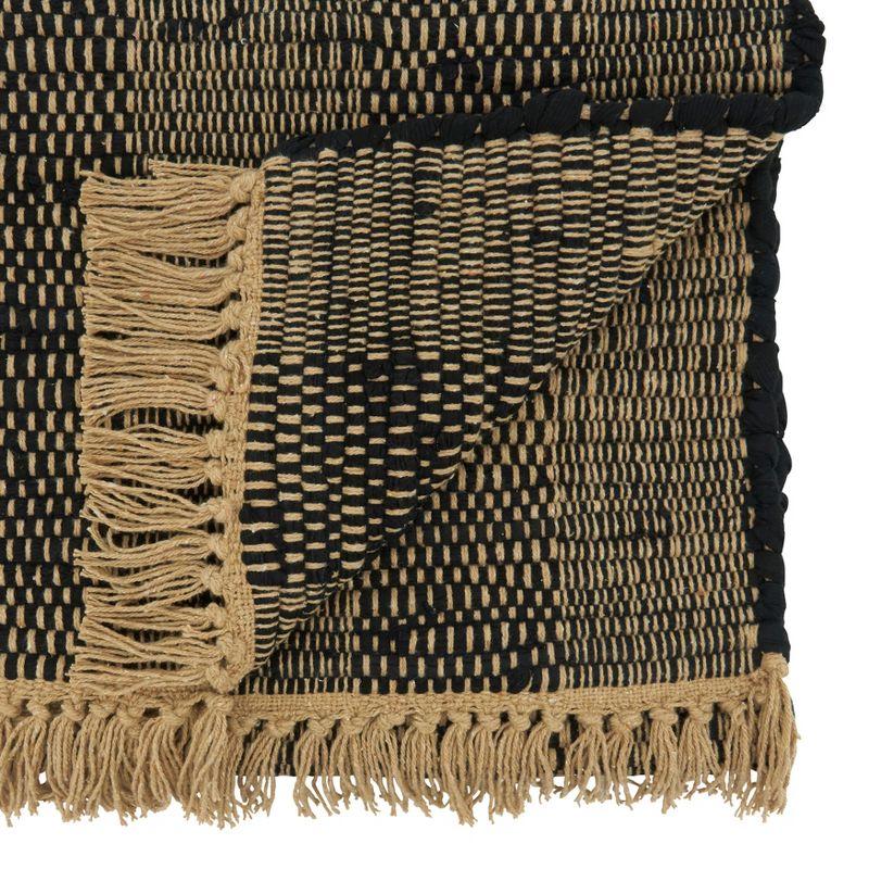 Black and Beige Striped Cotton Chindi Table Runner