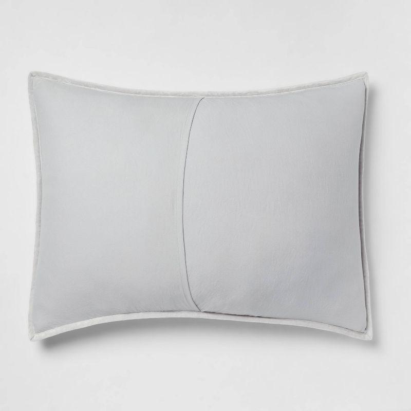 Standard Luxe Diamond Stitch Velvet Quilt Sham Light Gray - Threshold™: OEKO-TEX Certified, Polyester, Machine Washable