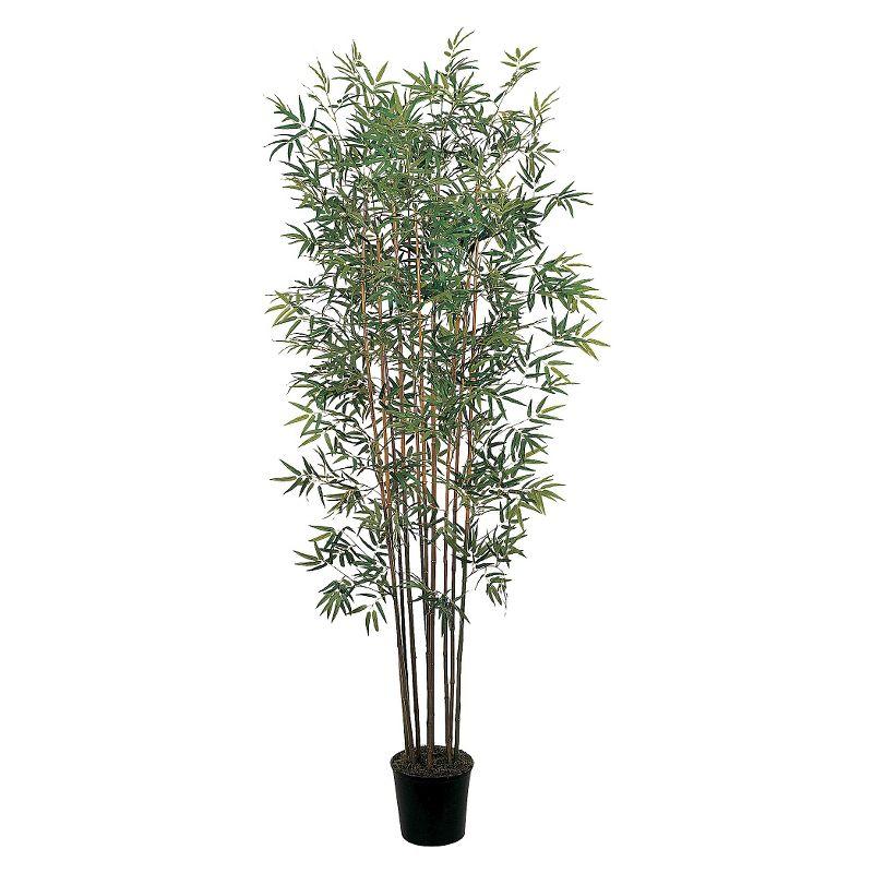 6' Green Silk Bamboo Topiary in Black Pot