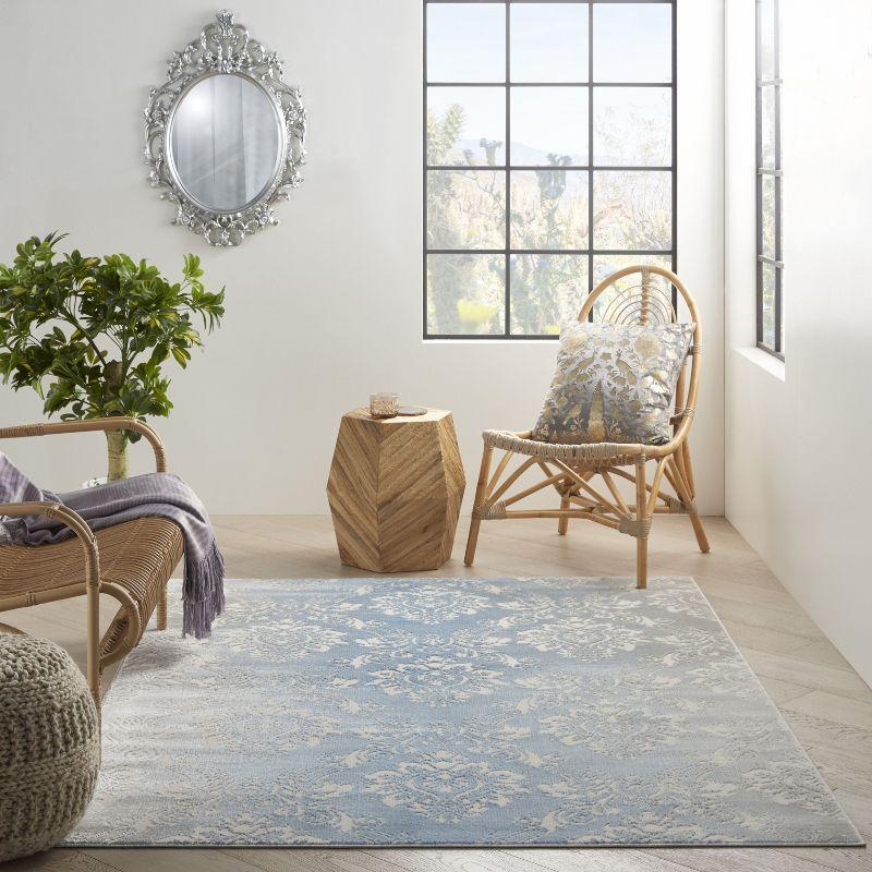 Nourison Elation ETN03 Indoor only Area Rug - Ivory Blue 5'3" x 7'3"