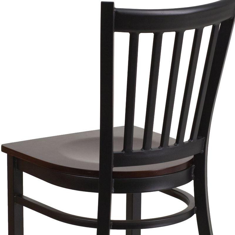 Flash Furniture HERCULES Series Black Vertical Back Metal Restaurant Chair - Walnut Wood Seat