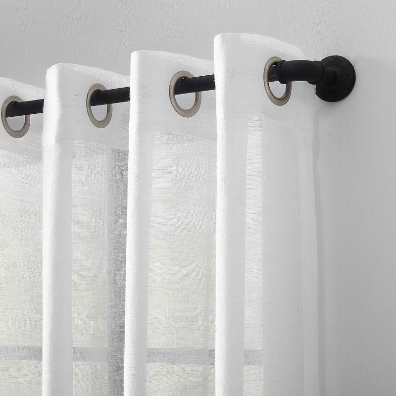 95"x52" Slub Textured Linen Blend Grommet Top Curtain White - Archaeo: Modern Light Filtering Panel