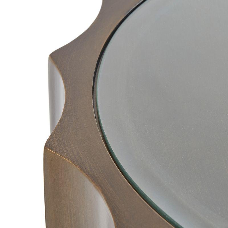 Accent Table Bronze: Madison Park Dorado, Round Glass Top, Scalloped Edge, No Assembly Required