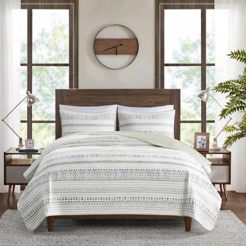 Madison Park Fraser 5 Piece Printed Seersucker Comforter Set with Throw Pillows