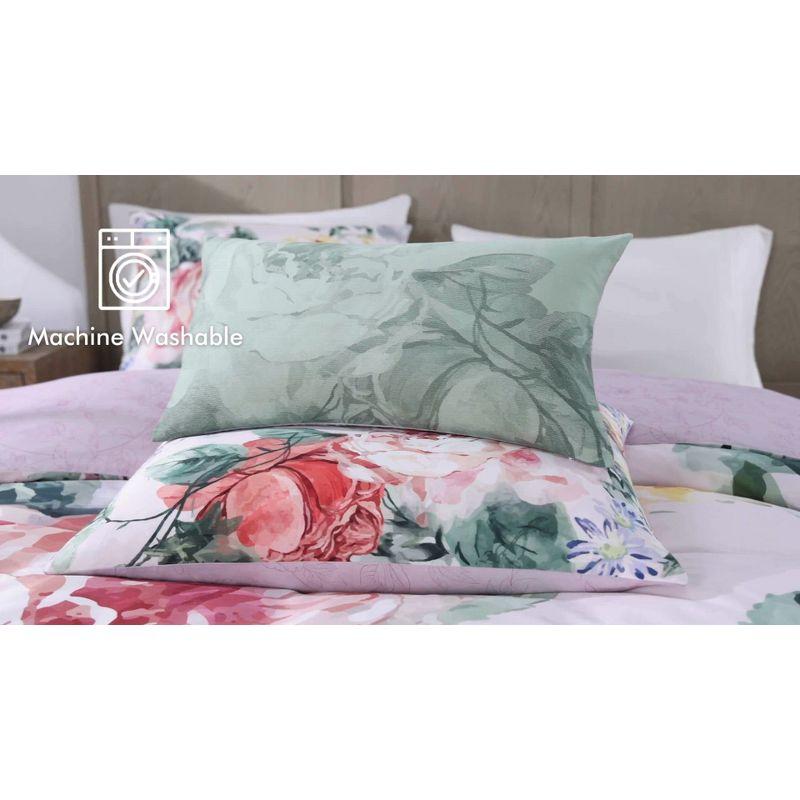 BeBeJan Bebejan Cool Pink Roses 200 Thread Count 100% Cotton Sateen 5-Piece Reversible Comforter Set