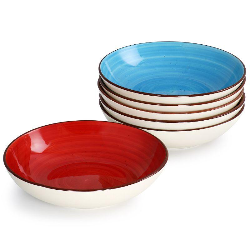 Elama Sebastian 24 Piece Double Bowl Stoneware Dinnerware Set in Assorted Colors