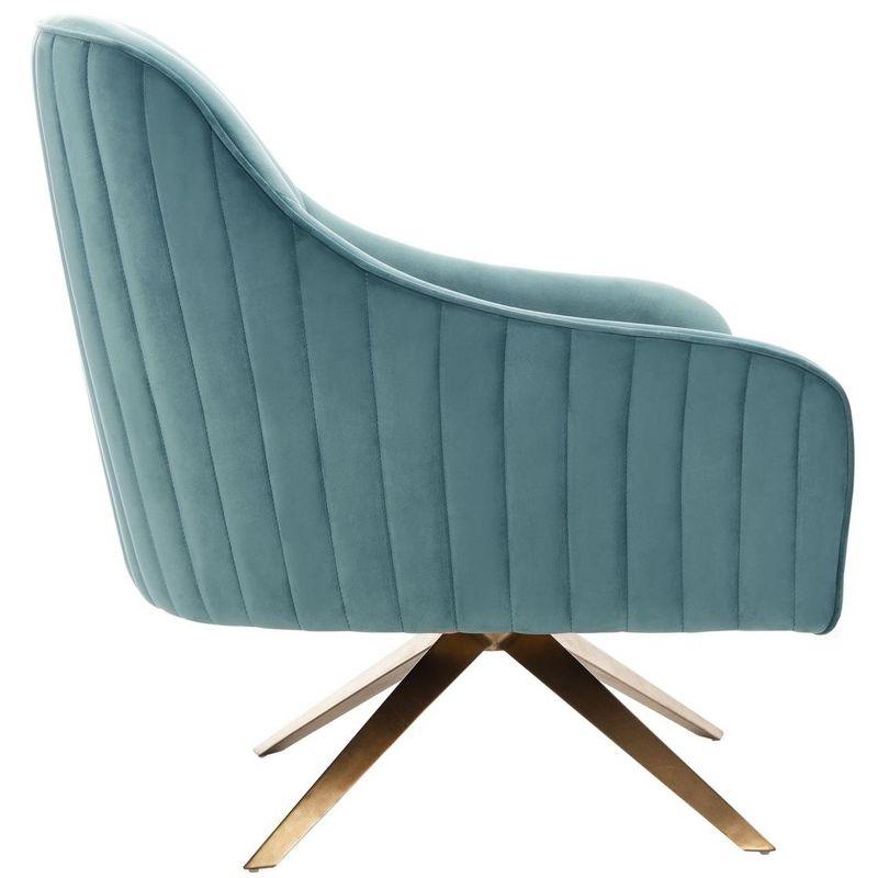 Seafoam Velvet Swivel Arm Chair with Metal Base