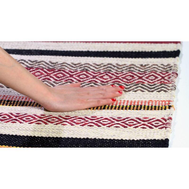 Coastal Charm Red Stripe Handwoven Cotton-Wool 8' x 10' Rug