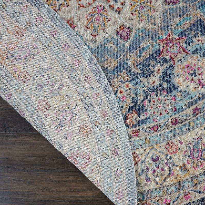 Nourison Vintage Kashan VKA01 Blue/Ivory/Orange Indoor Area Rug - 6' x ROUND