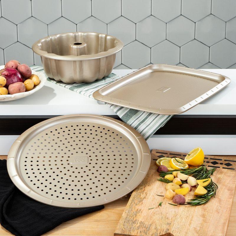 BergHOFF 12.5" Brass Non-stick Carbon Steel Perforated Pizza Pan