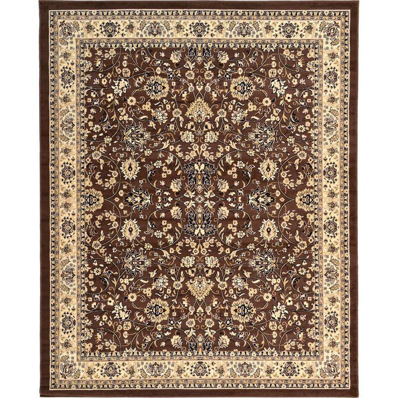 Brown and Ivory Rectangular Reversible Synthetic Area Rug 8' x 10'