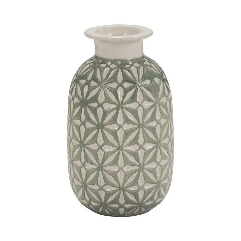 Sagebrook Home Decorative Daisy Ceramic Vase Contemporary Flower Vase for Home Office Decorative Accent