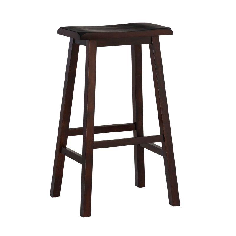 30" Saddle Backless Sloping Seat Barstool Wood Brown - Linon: Rubberwood, Footrest, Fixed Height