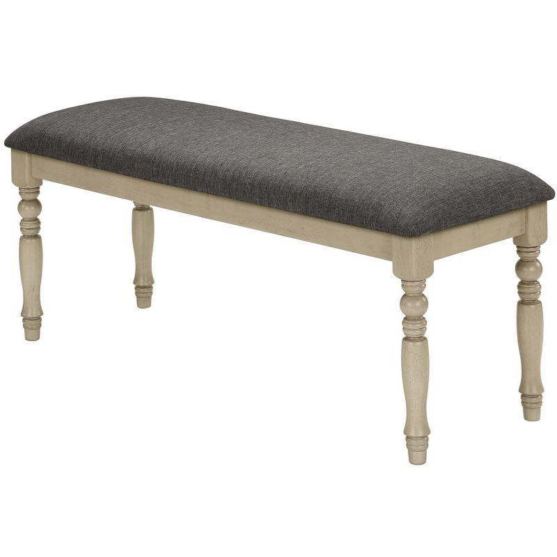 Monarch Specialties Bench 48inch Rectangular Upholstered Wood Entryway Dining Room Kitchen Antique Grey Grey Fabric Grey Solid Wood Transitional