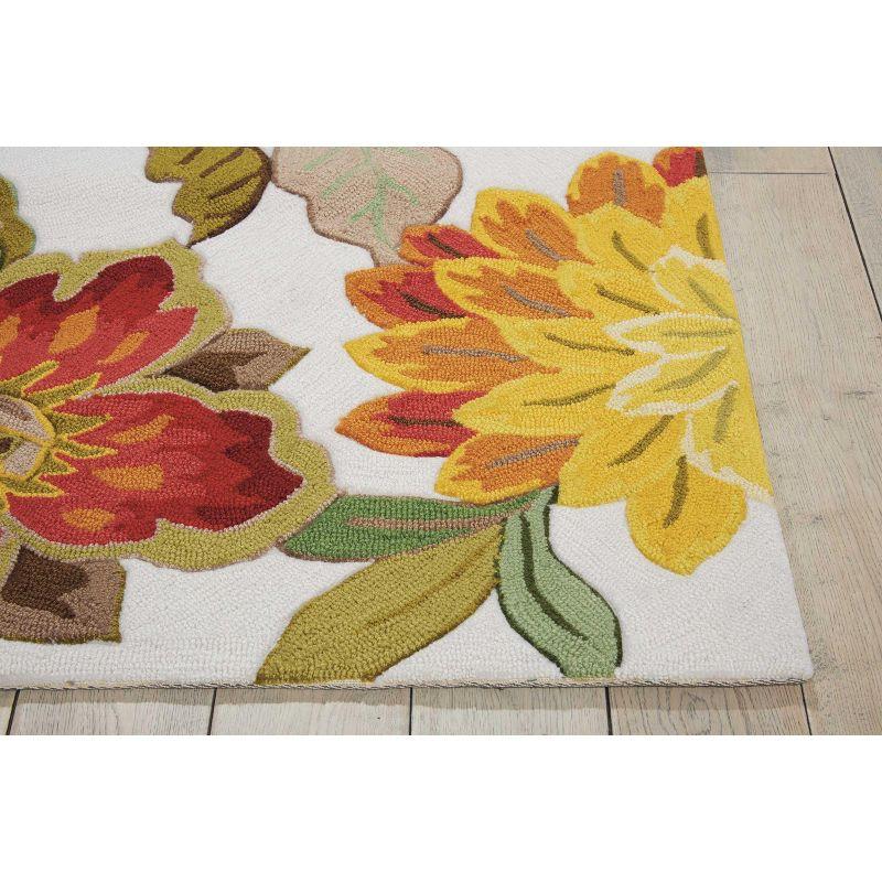 Ivory Floral Tufted Large Synthetic Area Rug - Easy Care