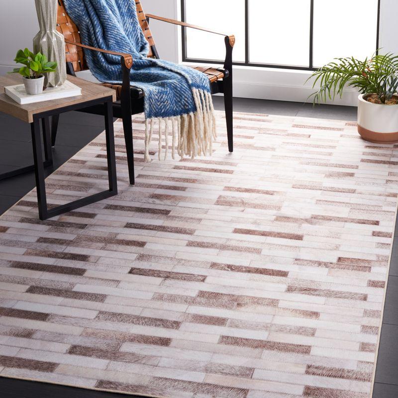 Faux Hide FAH500 Power Loomed Machine Washable Area Rug - Beige/Brown - 3'x5' - Safavieh.