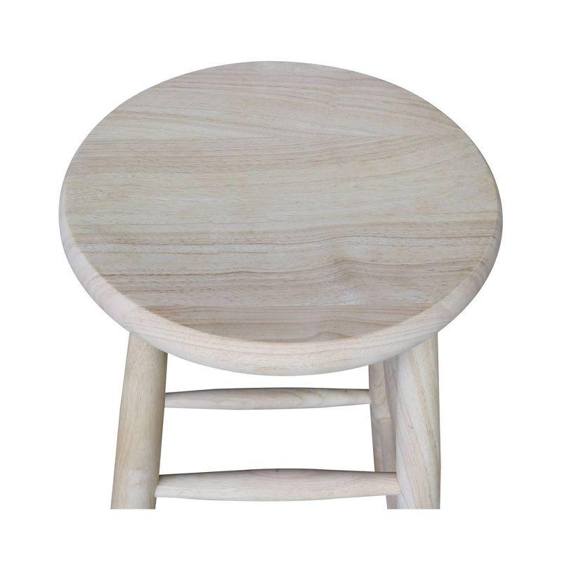 30" Scooped Seat Counter Height Barstool Unfinished - International Concepts: Solid Wood, Round, Backless