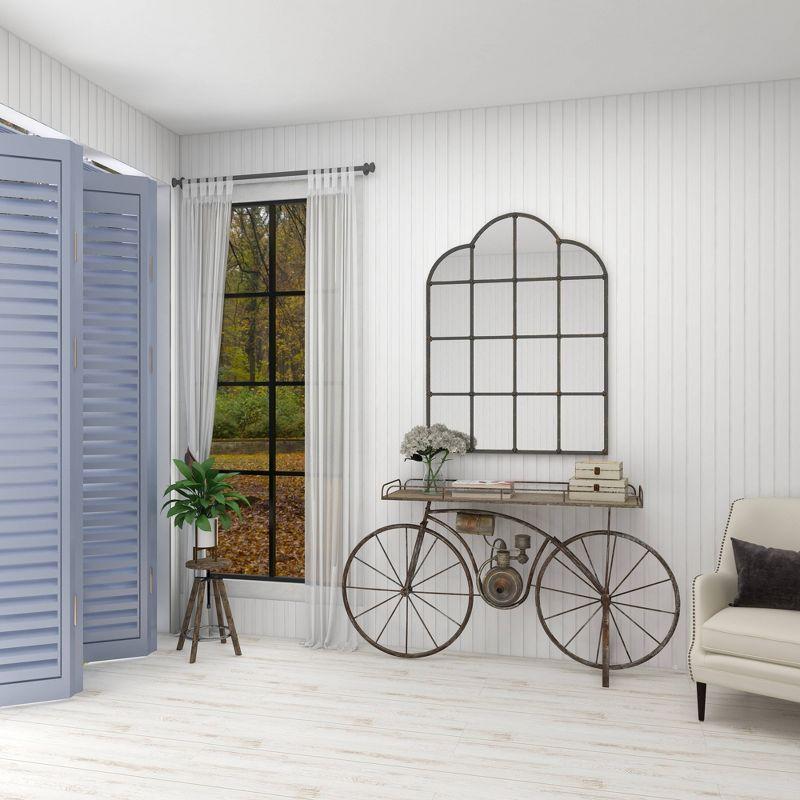 Metal Window Pane Inspired Wall Mirror with Arched Tops and Studs Black - Olivia & May