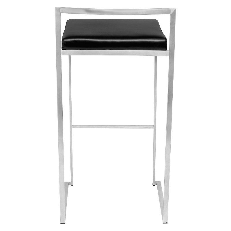 34" Set of 2 Fuji Contemporary Stackable Barstools Metal/Black Velvet - LumiSource: Low Back, Space-Saving Design