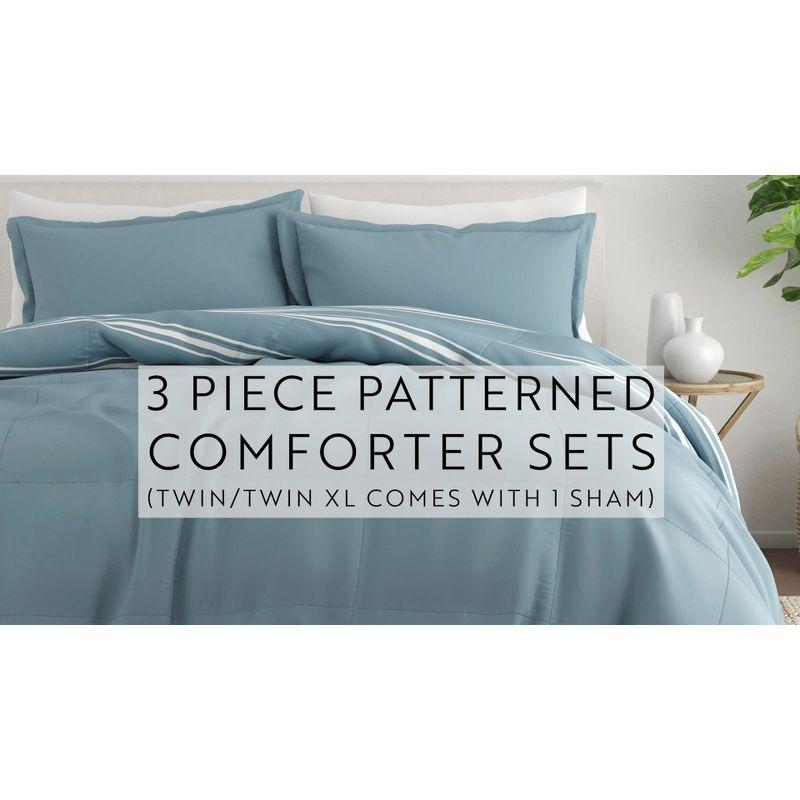 Paisley & Medallion Stripe Reversible Patterned Soft Comforter Sets - Becky Cameron, Daisy Medallion / Navy, Full/Queen