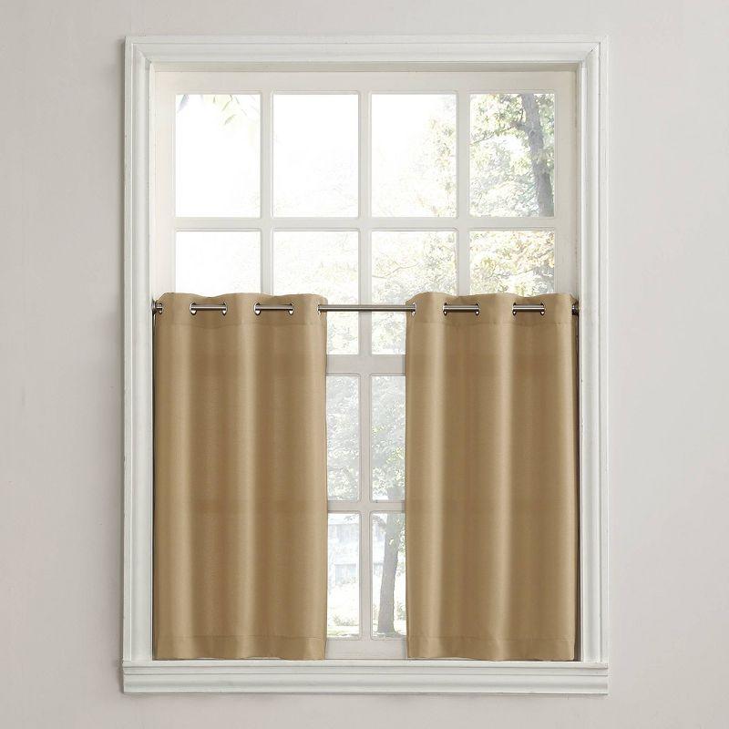 2pc 56"x24" No. 918 Semi-Sheer Montego Casual Textured Grommet Kitchen Curtain Tier Pair Taupe: 24 Inch Kitchen Window Curtains
