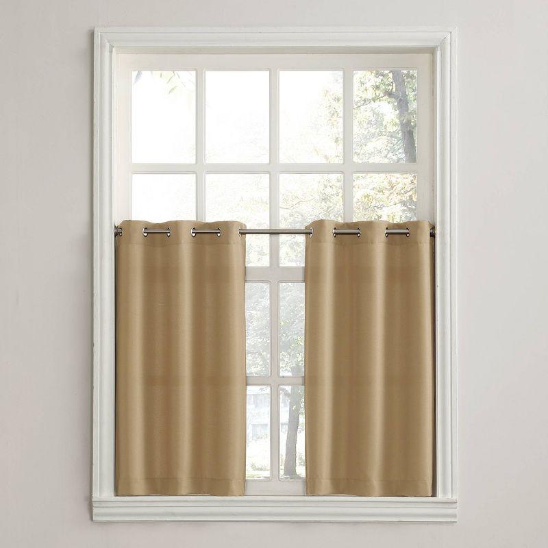 2pc No. 918 Semi-Sheer Montego Casual Textured Grommet Kitchen Curtain Tier Pair