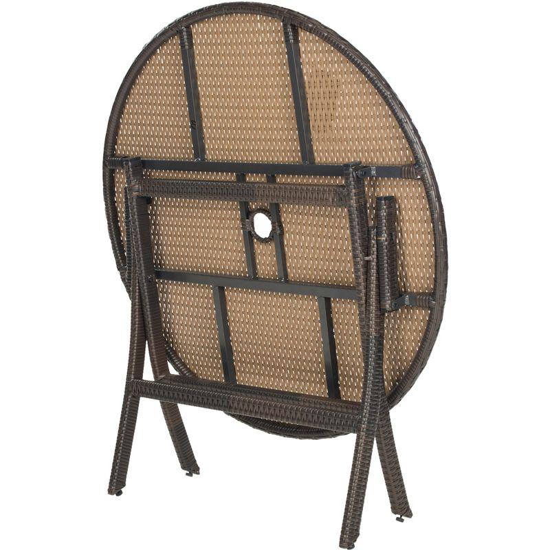 Ellis Round Patio Folding Table - Brown - Safavieh