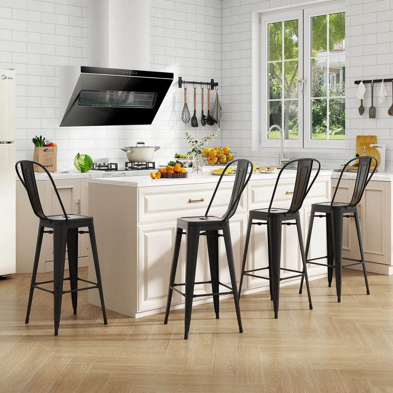 Costway 30" Bar Height Chairs with Footrest & Removable Backrest Rubber Feet for Kitchen