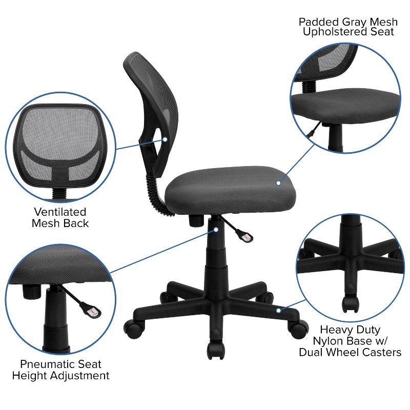 Flash Furniture Low Back Gray Mesh Swivel Task Office Chair with Curved Square Back