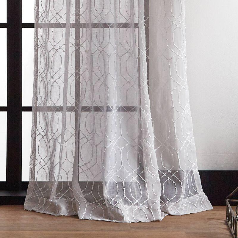 Set of 2 Hourglass Embroidery Poletop Sheer Curtain Panels - Martha Stewart