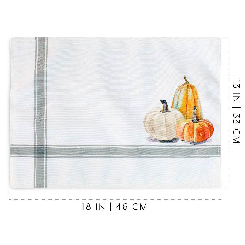 AuldHome Design Fall Placemats, 4pc Set; Thanksgiving & Halloween Pumpkin Themed Table Decor