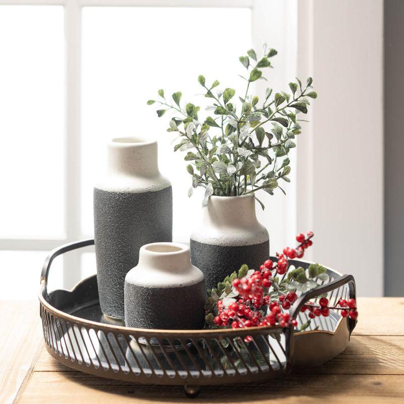 Sullivans Set of 3 Ceramic Vase 7"H, 5.25"H & 3.75"H White and Black