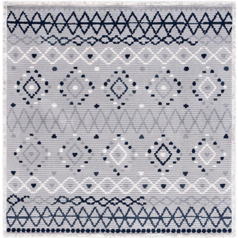 Marrakesh MRK612 Power Loomed Area Rug - Gray/Navy - 6'7"x6'7" - Safavieh.