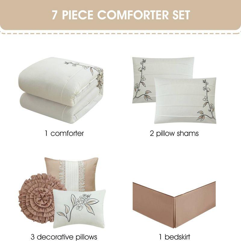 Nanshing America, Inc Raina Microfiber 7 Piece Floral Comforter Set