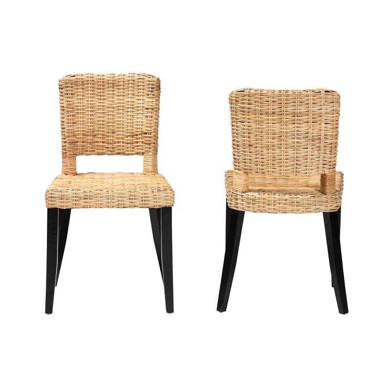 bali & pari Dermot Wood and Natural Rattan Dining Chair Dark Brown/Natural Brown: Interlaken Style, No Assembly Required