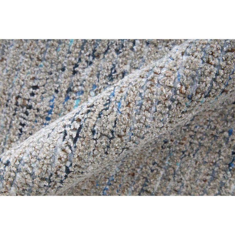 Gray and Blue 10' x 14' Wool Viscose Area Rug