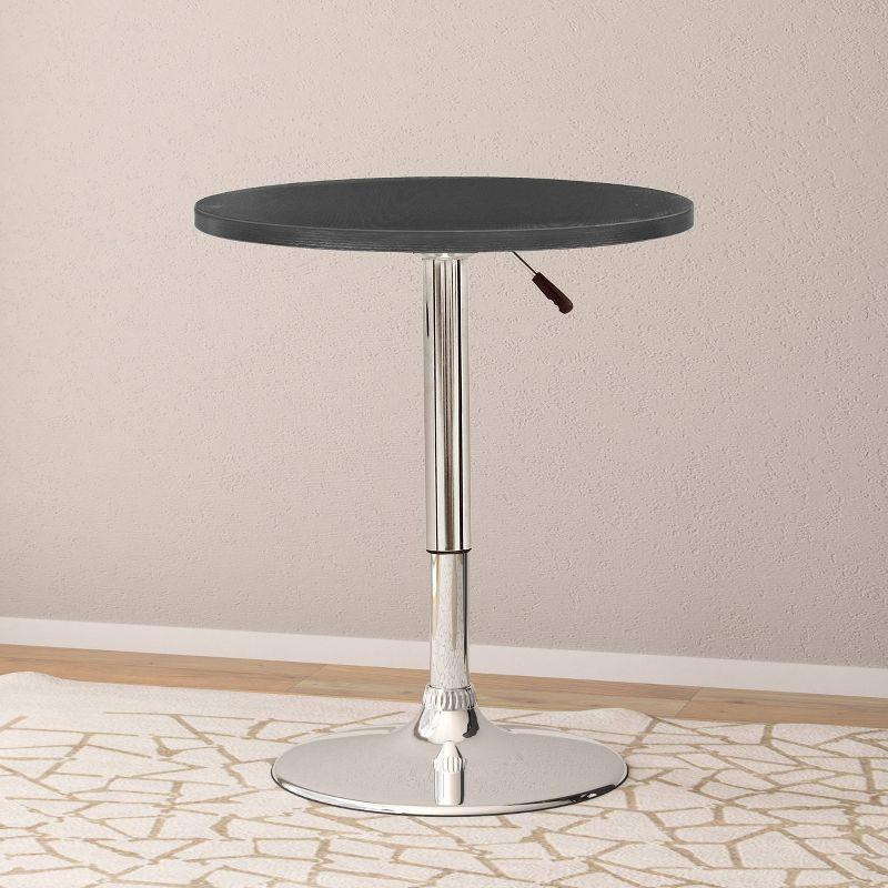 Adjustable Height Black and Chrome Round Bar Table