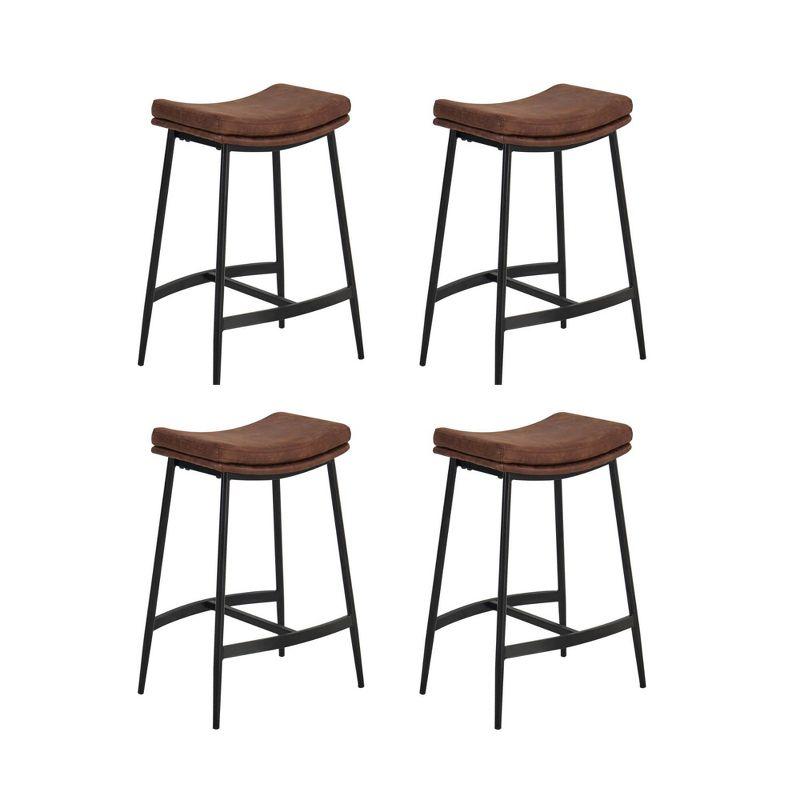 Nathan James Set of 4 Arlo Backless Counter Height Barstool Brown