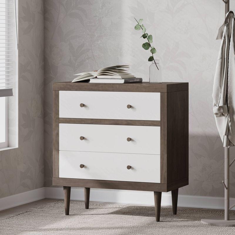 Christopher Knight Home Nystrom Mid-Century Modern 3 Drawer Chest Walnut/White