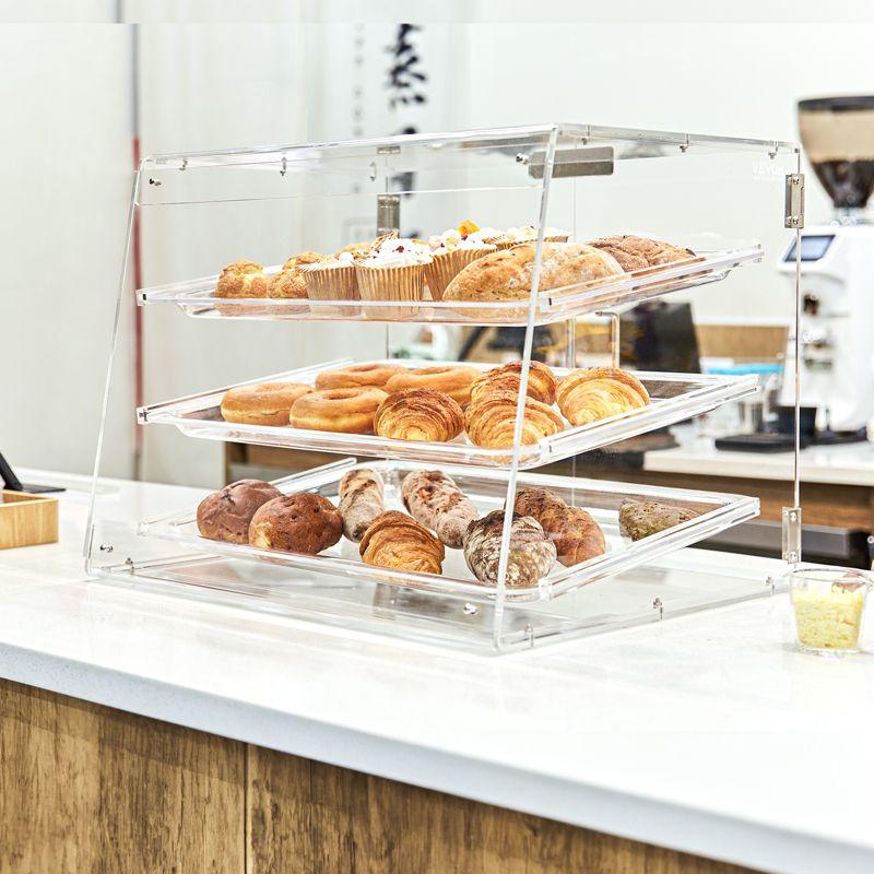 VEVOR Pastry Display Case, 3-Tier Commercial Countertop Bakery Display Case, Acrylic Display Box with Rear Door Access ,20.7"x14.2"x16.3"