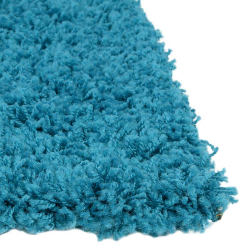 Turquoise Blue Synthetic Shag Runner Rug for Kids