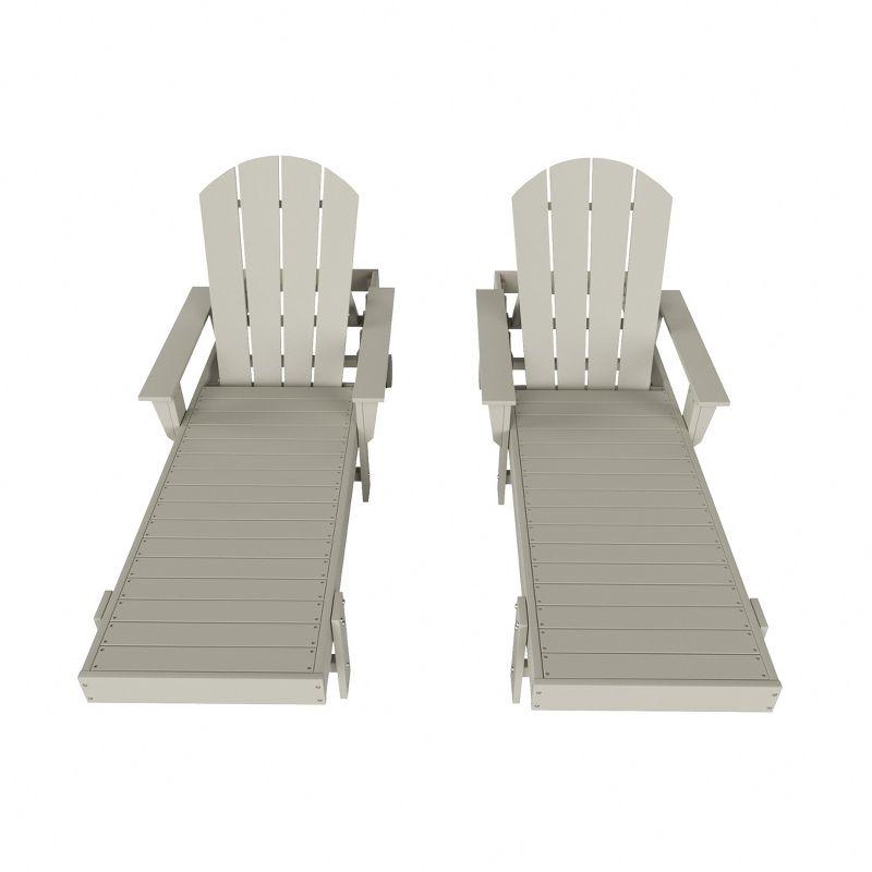 Sand HDPE Adirondack Reclining Chaise Lounge with Arms, 2-Piece Set