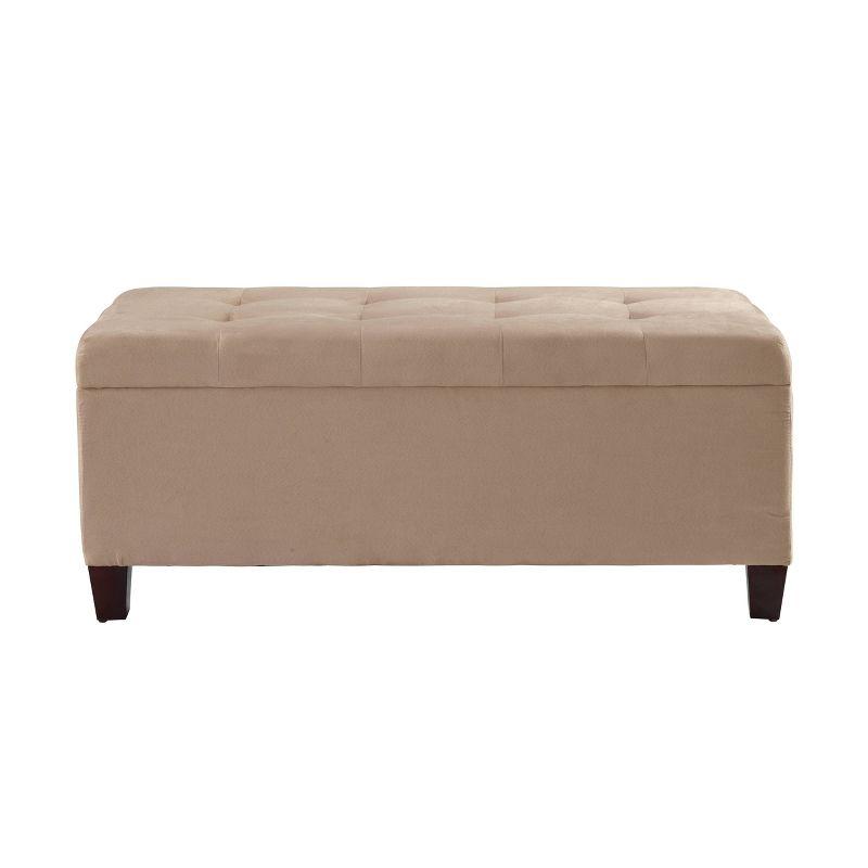 Beige Upholstered Shoe Storage Ottoman with Tufted Top