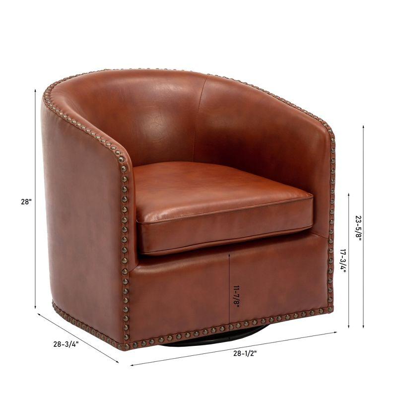 Comfort Pointe Tyler Swivel Arm Chair Caramel: Upholstered Faux Leather, Metal Legs, No Assembly Required