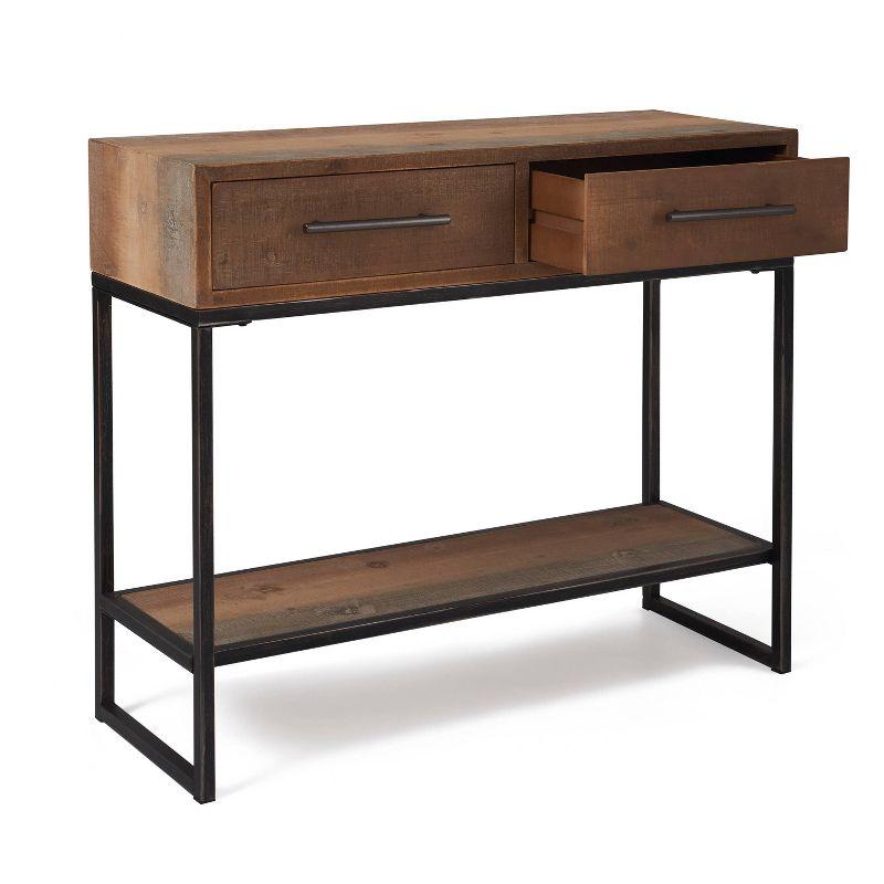 Morris Finch Wood and Metal Console Table with 2-Drawers