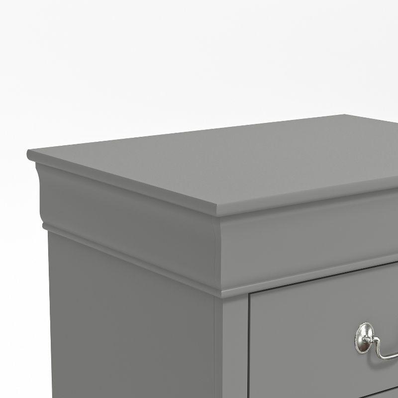 Ireton Sophisticated 2-Drawer Gray Nightstand with Louis Philippe Details