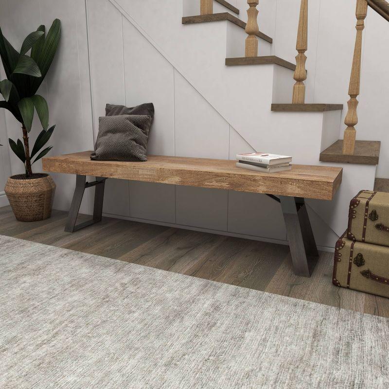 Natural Solid Wood Bench Light Brown - Olivia & May: Rustic Entryway, 3-Person Seating