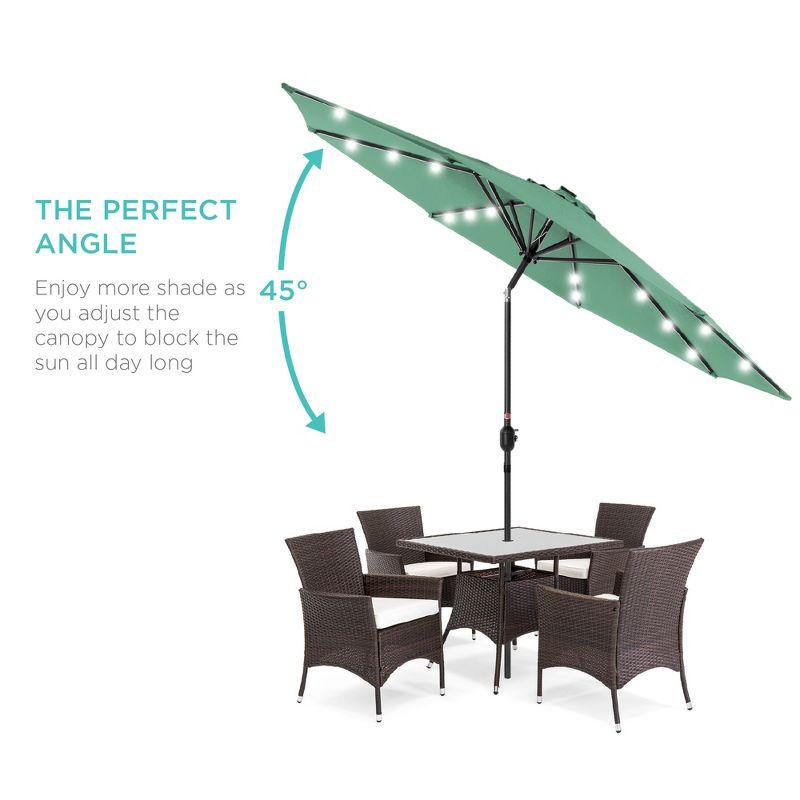 Best Choice Products 10ft Solar LED Lighted Patio Umbrella w/ Tilt Adjustment, UV-Resistant Fabric - Seaglass