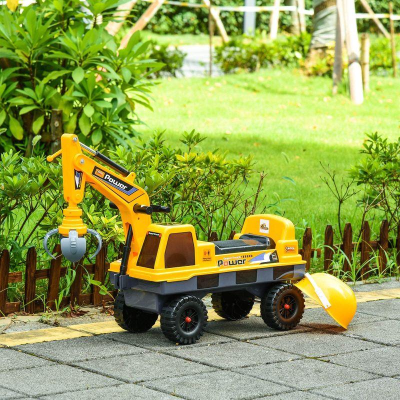 Yellow Multi-functional Plastic Ride-On Excavator Truck Toy