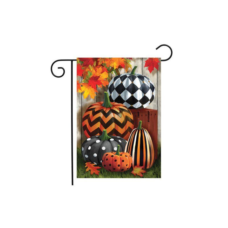 Patterned Pumpkins Autumn Garden Flag Fall Leaves 18" x 12.5" Briarwood Lane